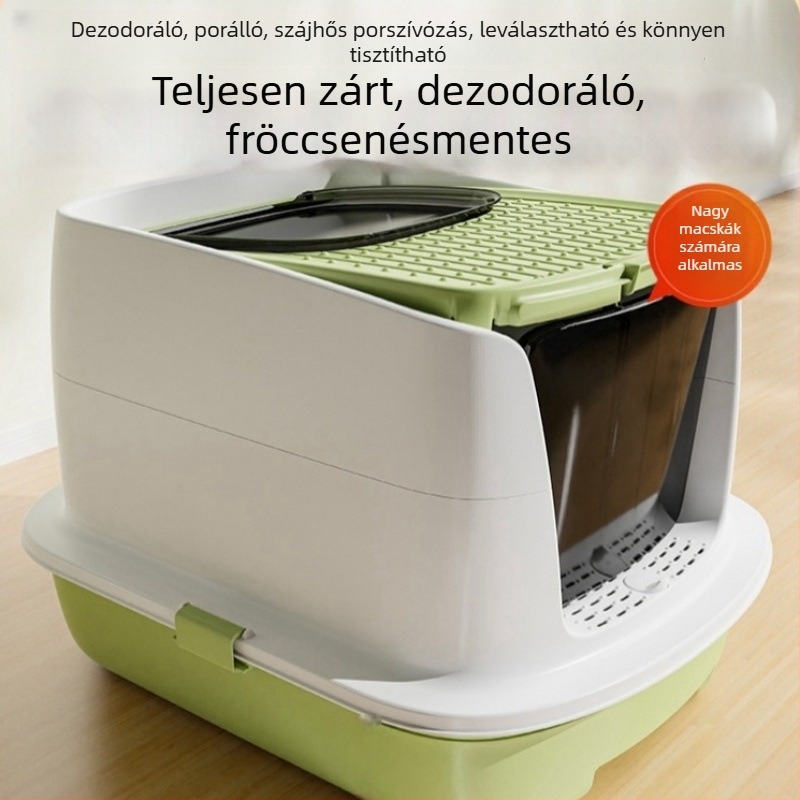Macskaalom-doboz felső bemenettel, teljesen zárt, anti-szórás, szagkontroll, kölyökmacskák számára