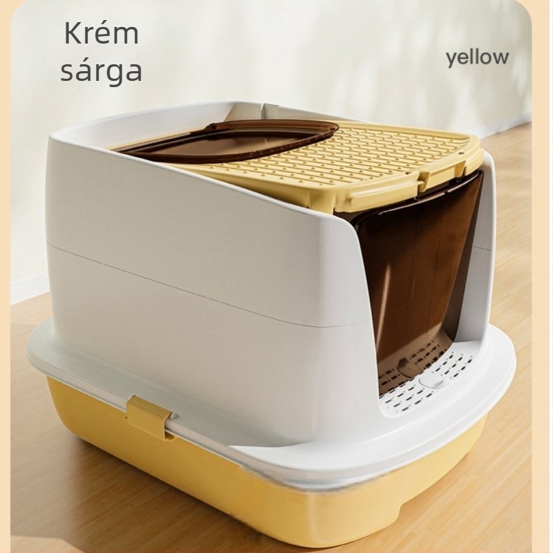 Macskaalom-doboz felső bemenettel, teljesen zárt, anti-szórás, szagkontroll, kölyökmacskák számára