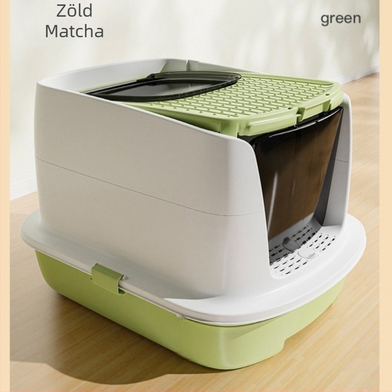 Macskaalom-doboz felső bemenettel, teljesen zárt, anti-szórás, szagkontroll, kölyökmacskák számára