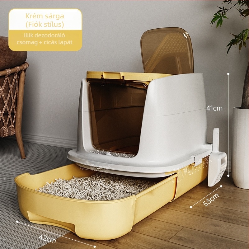 Macskaalom-doboz felső bemenettel, teljesen zárt, anti-szórás, szagkontroll, kölyökmacskák számára