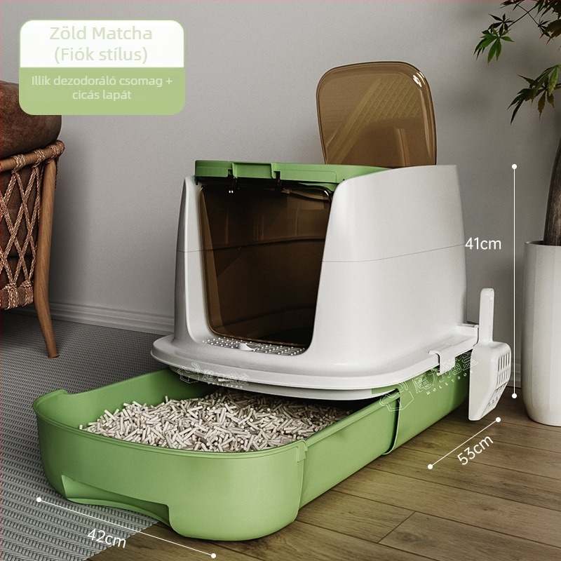 Macskaalom-doboz felső bemenettel, teljesen zárt, anti-szórás, szagkontroll, kölyökmacskák számára