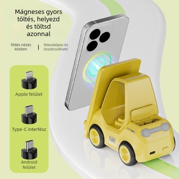 Vezeték nélküli telefon töltőállvány, kompatibilis Apple, Huawei, Vivo, Xiaomi, Oppo és Androiddal; mágneses indukció, gyors töltés QC3.0, 15W, 2A