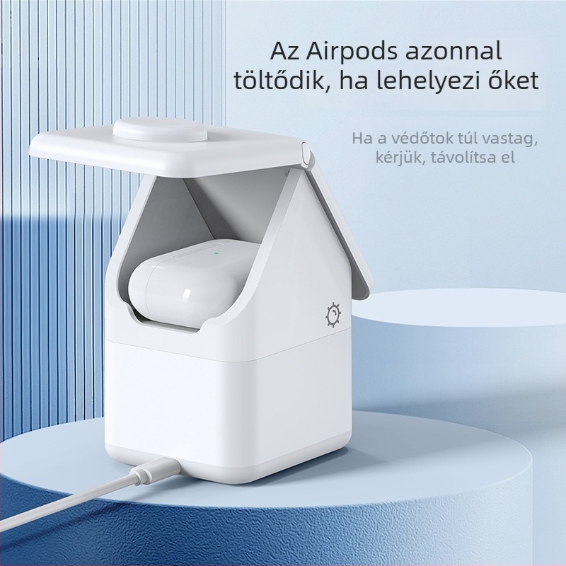 4 az 1-ben mágneses vezeték nélküli töltő iPhone-hoz, fülhallgatóhoz és Apple Watch-hoz — Qi, 15W max, CE tanúsítvány