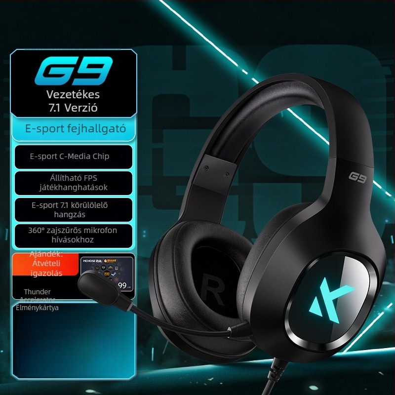 G9 Pro Gaming fejhallgató — három üzemmódú Bluetooth vezeték nélküli, mikrofonnal, PC-hez