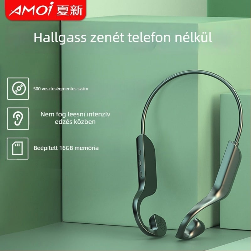 Csontvezetéses vezeték nélküli Bluetooth headset, fülcsipeszes kialakítás, kétoldalú sztereó hang, Bluetooth 2.0, 0–4 órás üzemidő