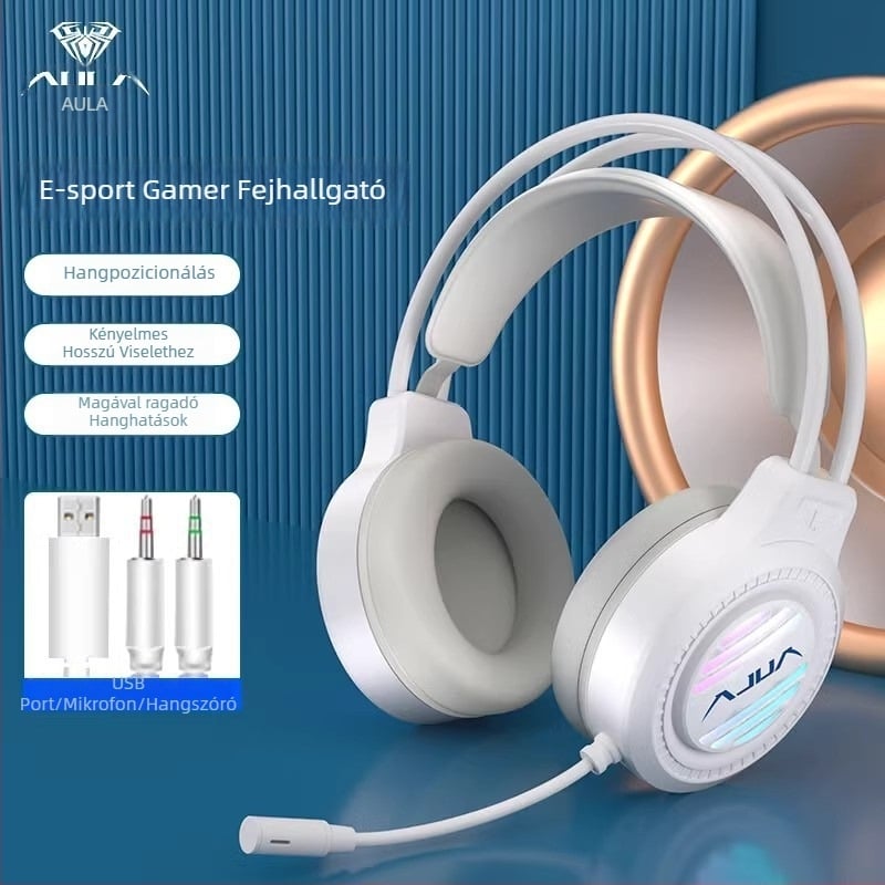 Wolf Spider S606 vezetékes PC-s gaming fejhallgató, over-ear kialakítású, RGB világítással és zajcsökkentéssel