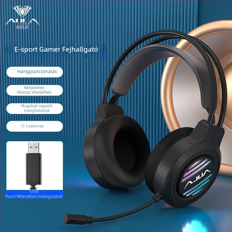 Wolf Spider S606 vezetékes PC-s gaming fejhallgató, over-ear kialakítású, RGB világítással és zajcsökkentéssel