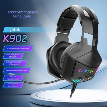 K902 vezetékes gaming headset mikrofonnal, 50 mm meghajtók, 20 Hz–20 kHz, 32 Ω impedancia, 1,95 m kábel
