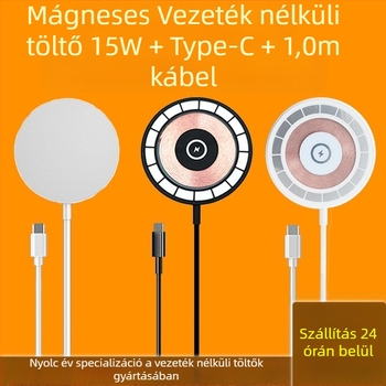 Átlátszó mágneses vezeték nélküli töltő Apple iPhone 12–14, 15W QC3.0, 2A
