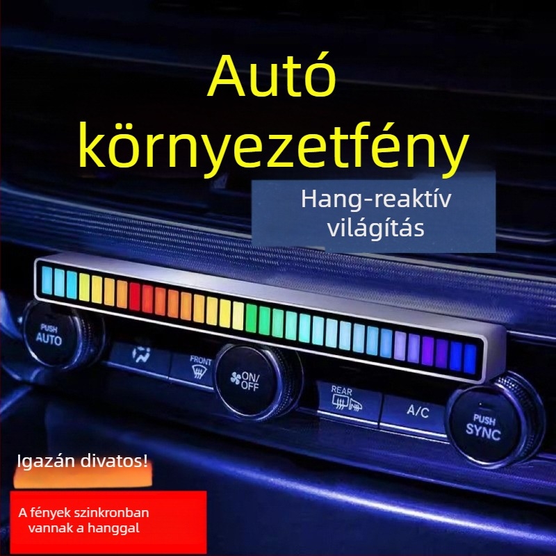 Autóban használható LED környezeti fény hangvezérléssel és zenei ritmussal — belső dekoratív világítás, PVC test, 36V-ig terhelés, 1–3 m² lefedettség, 3C tanúsítvány