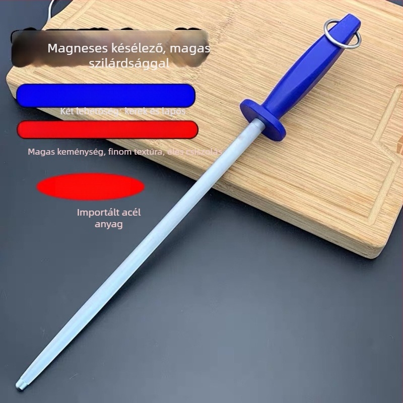 Henteseknek szánt késélező rúd — magas széntartalmú acél, ultrafin textúra, modern minimalista dizájn
