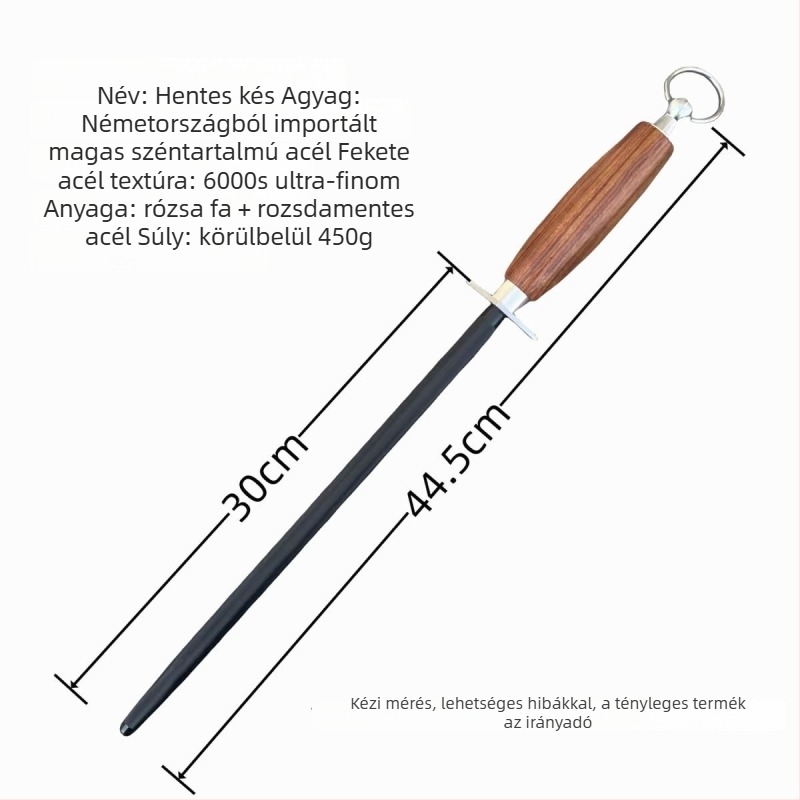 Henteseknek szánt késélező rúd — magas széntartalmú acél, ultrafin textúra, modern minimalista dizájn