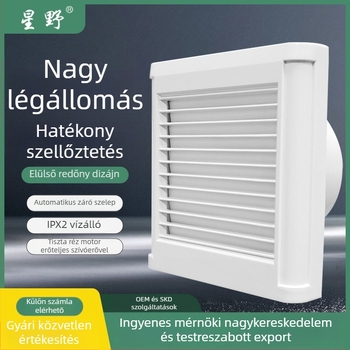 Fürdőszobai ventilátor elülső redőnyös, üvegablak stílus, 220 V, 15/18/25 W, mechanikus működtetés