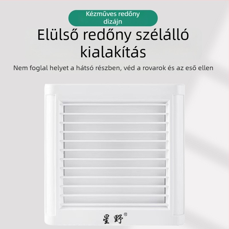 Fürdőszobai ventilátor elülső redőnyös, üvegablak stílus, 220 V, 15/18/25 W, mechanikus működtetés