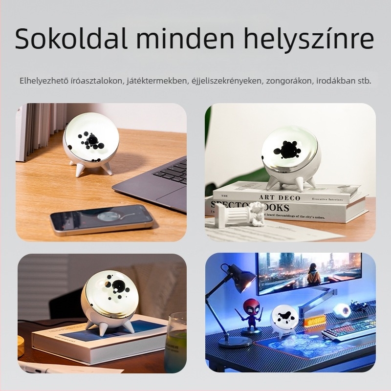 Hordozható hangfelvételes lámpa USB-C tápellátással, beépített 2000–4000mAh akkumulátor, 6W kimenet, 60Hz–15kHz frekvenciaválasz, világítás