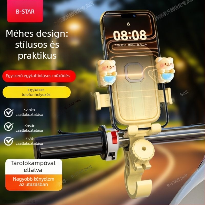 Kerékpáros telefon-tartó vezeték nélküli töltéssel, napellenző és esővédő, cyberpunk stílus
