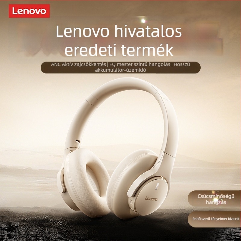 Lenovo vezeték nélküli Bluetooth headset ANC-vel, 10 m hatótávolság, 8+ órás üzemidő, fejhallgató dizájn, Bluetooth 5.4, sztereó