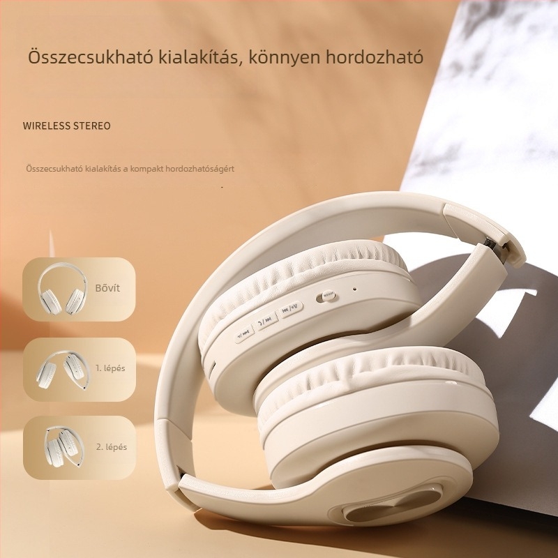 ANC zajcsökkentő over-ear fejhallgató proteínbőrrel, nagyméretű fülkagylókkal, vezeték nélküli Bluetooth, hosszú üzemidő, fém teleszkópos váz