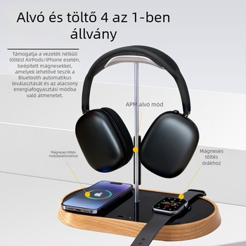 Asztali fejhallgatóállvány vezeték nélküli töltéssel, modell B15a, asztali használatra, testreszabás támogatott