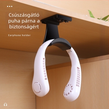 Fali headset tartó egyetlen kampóval, modern kialakítás, ABS anyag, 3 kg teherbírás
