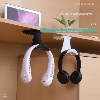 Fali headset tartó egyetlen kampóval, modern kialakítás, ABS anyag, 3 kg teherbírás