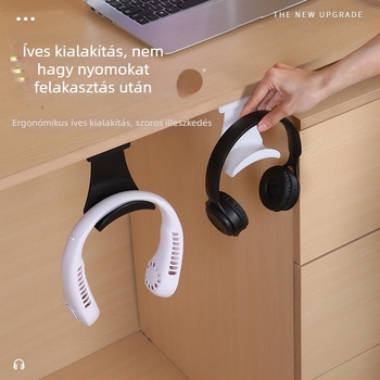 Fali headset tartó egyetlen kampóval, modern kialakítás, ABS anyag, 3 kg teherbírás