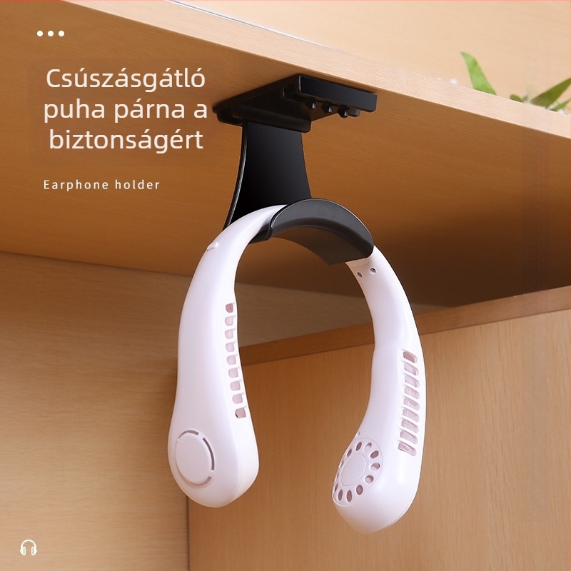 Fali headset tartó egyetlen kampóval, modern kialakítás, ABS anyag, 3 kg teherbírás