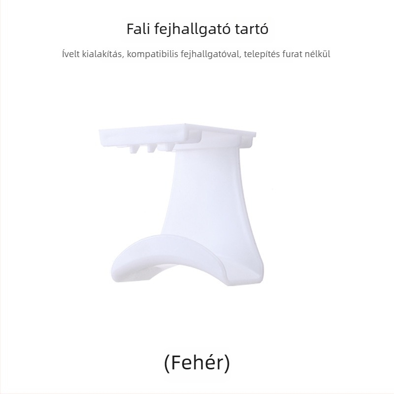 Fali headset tartó egyetlen kampóval, modern kialakítás, ABS anyag, 3 kg teherbírás