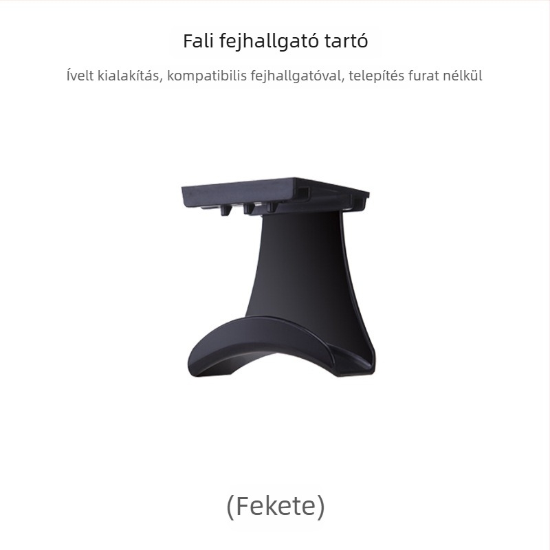Fali headset tartó egyetlen kampóval, modern kialakítás, ABS anyag, 3 kg teherbírás
