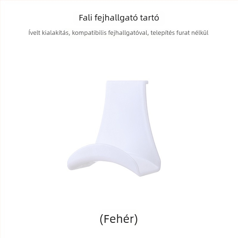Fali headset tartó egyetlen kampóval, modern kialakítás, ABS anyag, 3 kg teherbírás