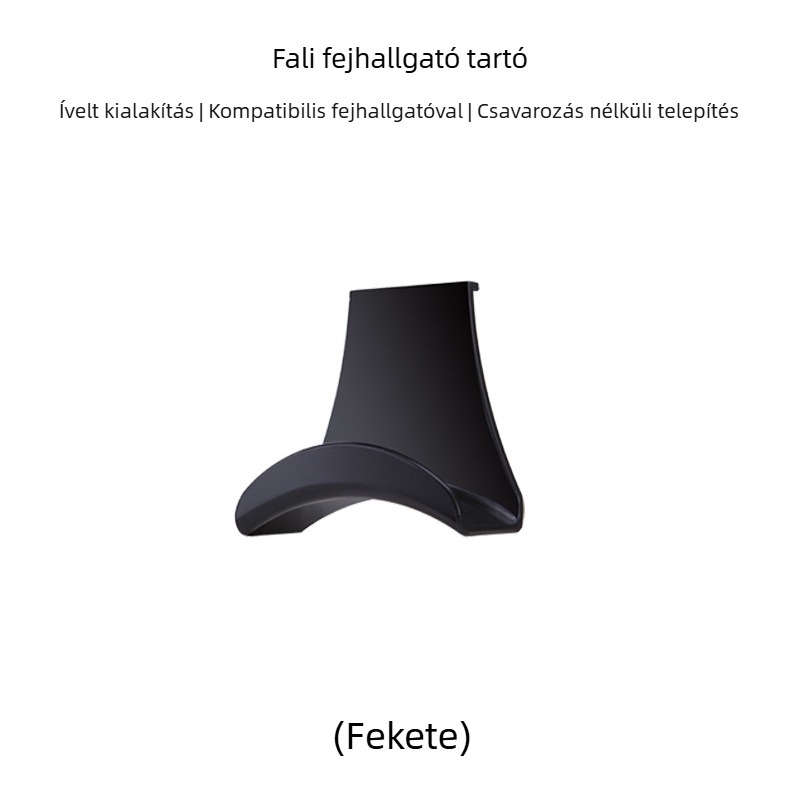 Fali headset tartó egyetlen kampóval, modern kialakítás, ABS anyag, 3 kg teherbírás