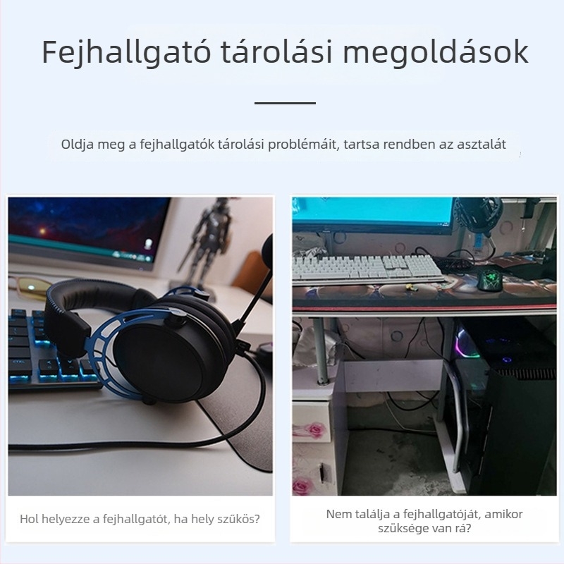 Fém asztali headset-tartó Z20/Z21 – csúszásmentes, erős, OEM feldolgozás