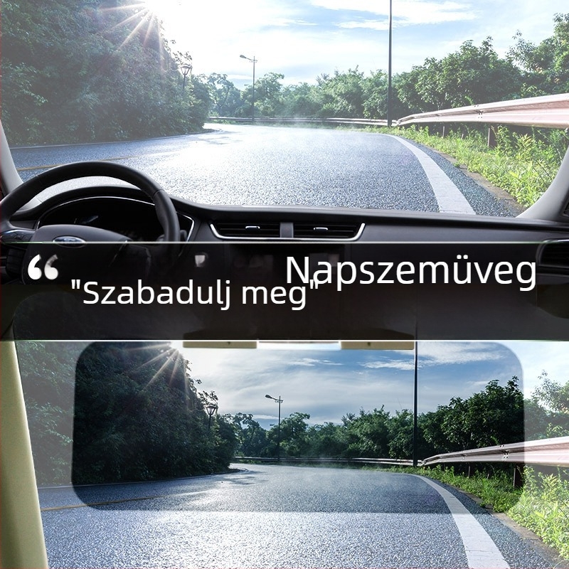 Autó belső térre szánt napszemüveg PC polarizált lencsével, rögzítés vákuumos csészével, súly 360 g, testreszabható feldolgozás