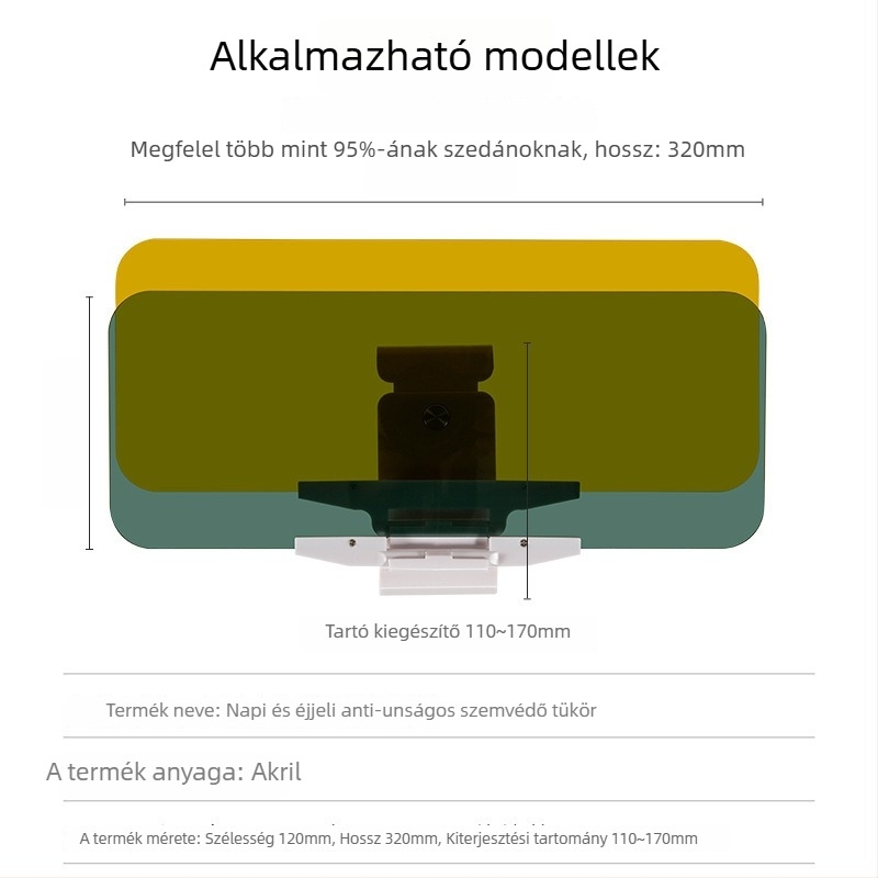 Autó belső térre szánt napszemüveg PC polarizált lencsével, rögzítés vákuumos csészével, súly 360 g, testreszabható feldolgozás