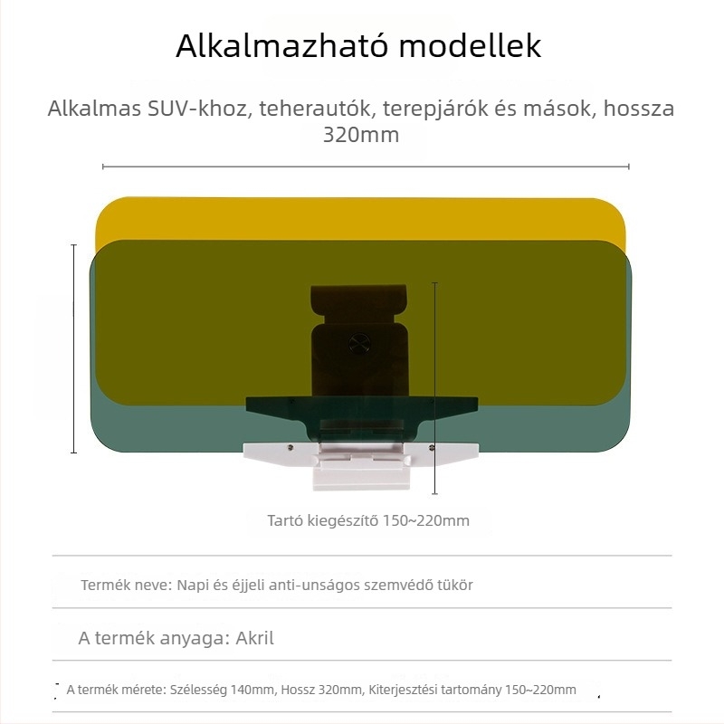Autó belső térre szánt napszemüveg PC polarizált lencsével, rögzítés vákuumos csészével, súly 360 g, testreszabható feldolgozás