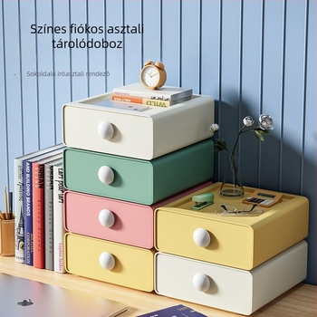 Műanyag íróasztali fiókos tárolóedény — rakható, többfunkciós, modell 00569