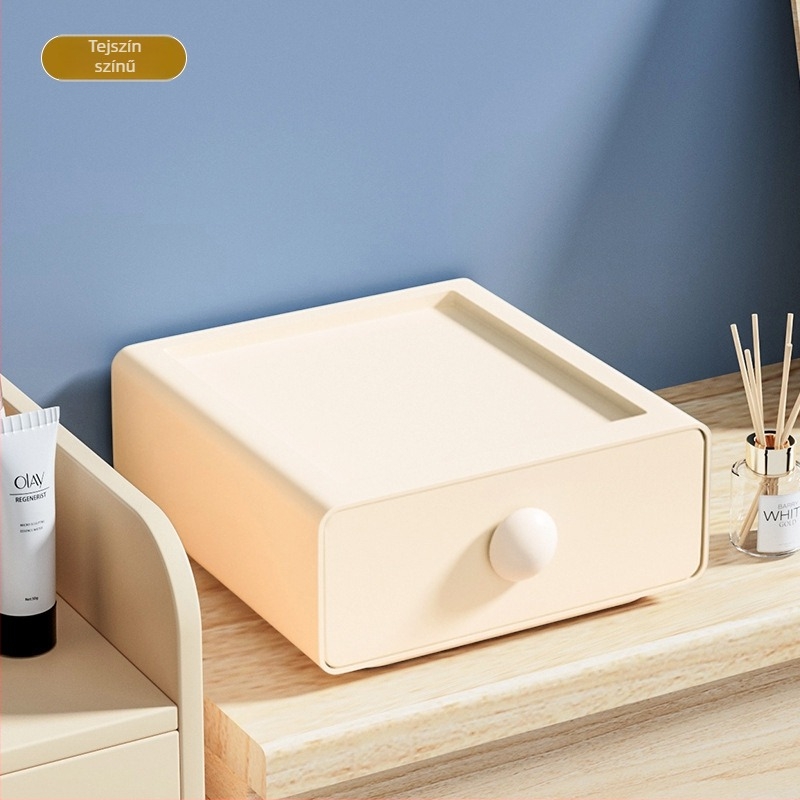 Műanyag íróasztali fiókos tárolóedény — rakható, többfunkciós, modell 00569