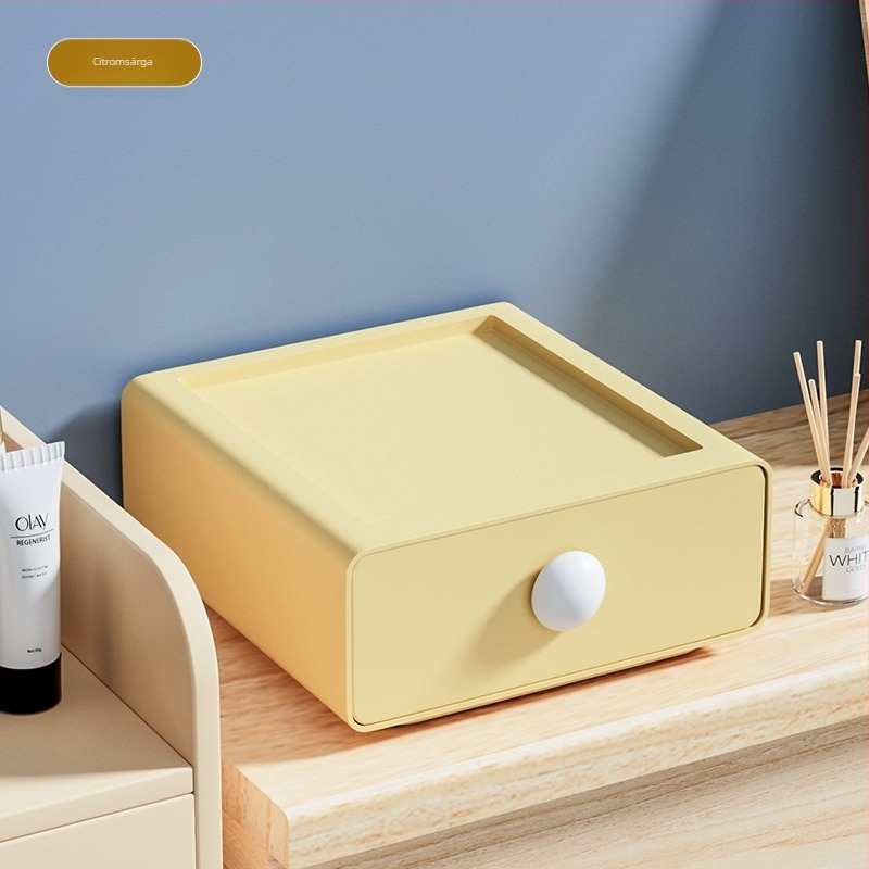 Műanyag íróasztali fiókos tárolóedény — rakható, többfunkciós, modell 00569