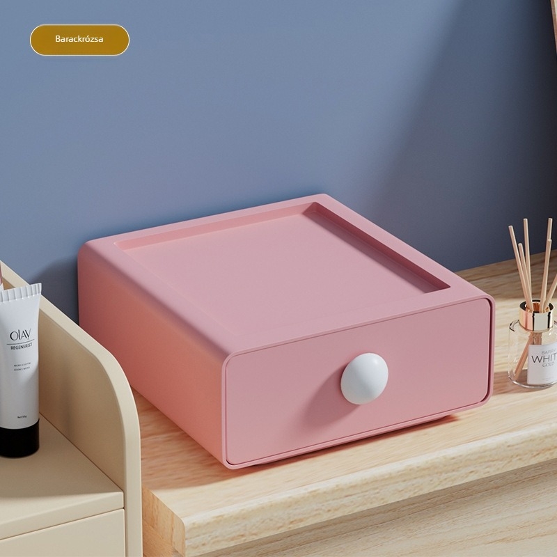 Műanyag íróasztali fiókos tárolóedény — rakható, többfunkciós, modell 00569