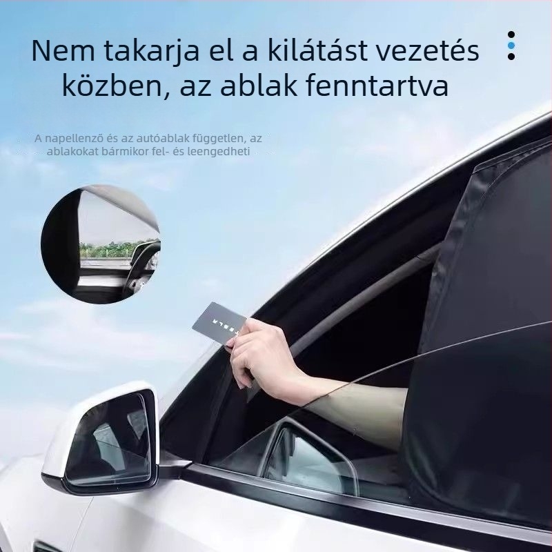 Tesla Model 3/Y – Teljes blackout kemping napellenző az első szélvédőhöz és az oldalsó ablakokhoz, privát szféra védelme