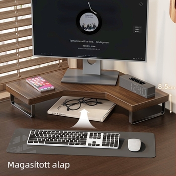Fa- és vasanyagú számítógép állvány monitor- és billentyűzet-tárolóval — Qin qi márka, univerzális kompatibilitás, modell 2219077838045971712, asztali stílus