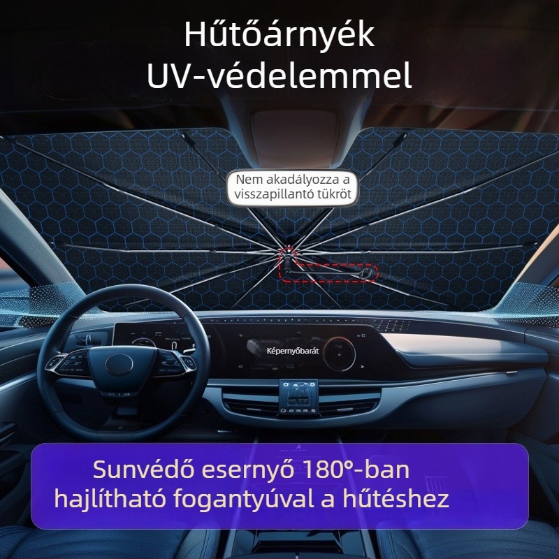 Autó Elülső Szélvédő Napvédő Árnyékoló, Hőszigetelés, Teleszkópos Beépítés, Univerzális Modell, Elülső Szélvédő