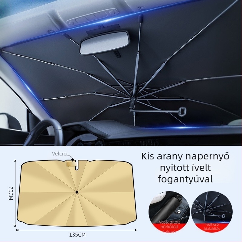 Autó Elülső Szélvédő Napvédő Árnyékoló, Hőszigetelés, Teleszkópos Beépítés, Univerzális Modell, Elülső Szélvédő