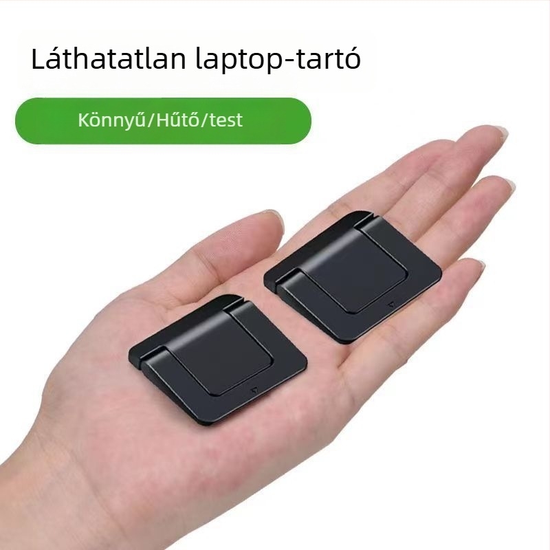 Láthatatlan laptop-tartó, mini mágneses, hordozható hűtőalap, alumíniumötvözet, modell 0251, 62 g, összecsukható