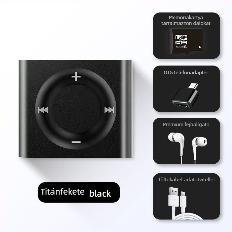 Mini hordozható MP3 lejátszó diákoknak - MP3 lejátszás, angol hallásértési gyakorlat, bővítő kártya nélküli