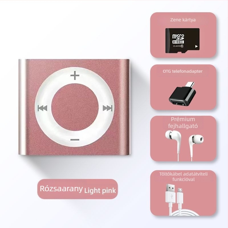 Mini hordozható MP3 lejátszó diákoknak - MP3 lejátszás, angol hallásértési gyakorlat, bővítő kártya nélküli