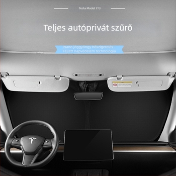 Tesla Model Y és Model 3 oldalsó ablakokra szánt privát napvédő árnyékoló — Oxford anyag, snap-in rögzítés, logó nyomtatás elérhető