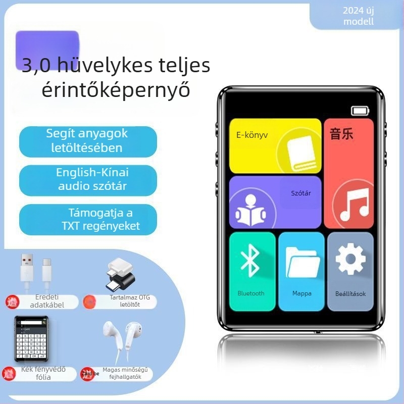 Bluetooth MP4 Walkman – érintőképernyős MP3 lejátszó és e-könyv olvasó
