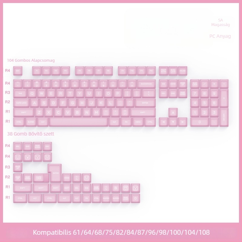 Keycaps mechanikus billentyűzethez, PbTs anyag, univerzális kompatibilitás, magánmárka, tömeg 420 g