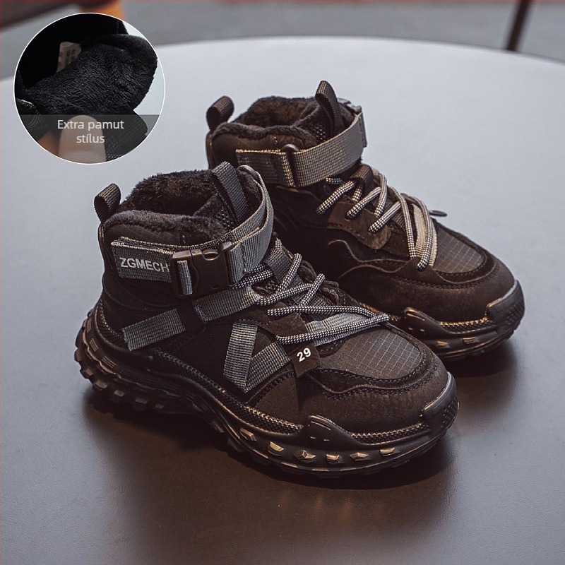 Lányok téli sportcipő fleece bélés – elöl fűzővel, mikroszálas bőr felsőrész, EVA talp, vízálló